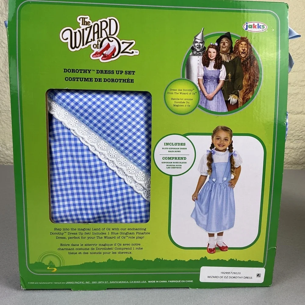 Jakks‎ Pacific The Wizard Of Oz Dorothy Dress 4-6X Shoes, Toto, & Basket 3+ NEW